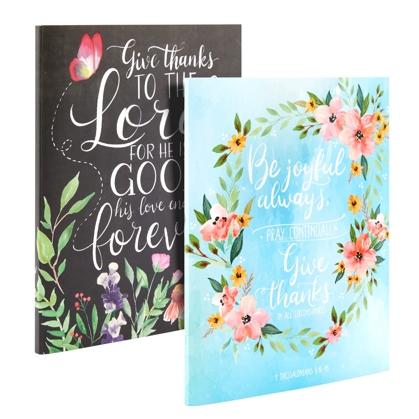Faithful Finds 2 Pack Floral Bible Study Journal Notebooks for Women, 2 Scripture Designs (8 x 10 In)