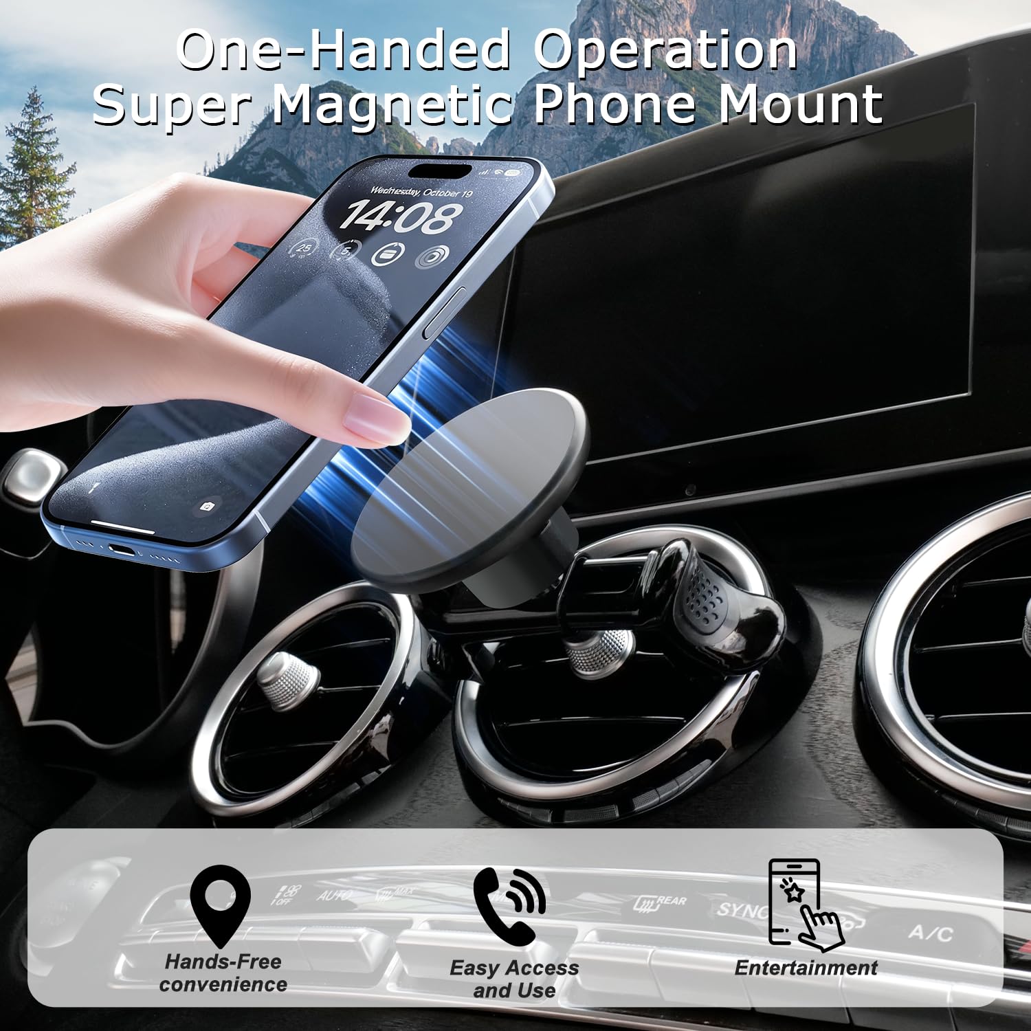 MagSafe Car Mount for Mercedes-Benz, Round Air Intake Holder with Powerful Magnet, Compatible with A/B/C/E, GLA/GLB/GLC and Sprinter, Mercedes-Benz Accessory
