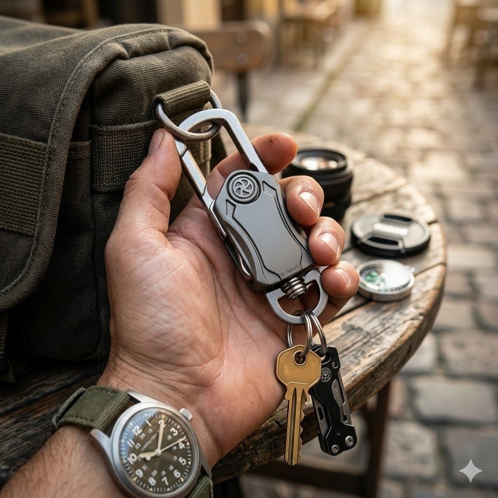 Multifunction Keychain 5 IN 1 Heavy Duty Dual Metal Ring, Bottle Opener, Mobile Phone Holder, 360° Rotate Spinner - Outdoor Carabiner Portable Key-chain For Bike & Car A5i1k-55-image-21