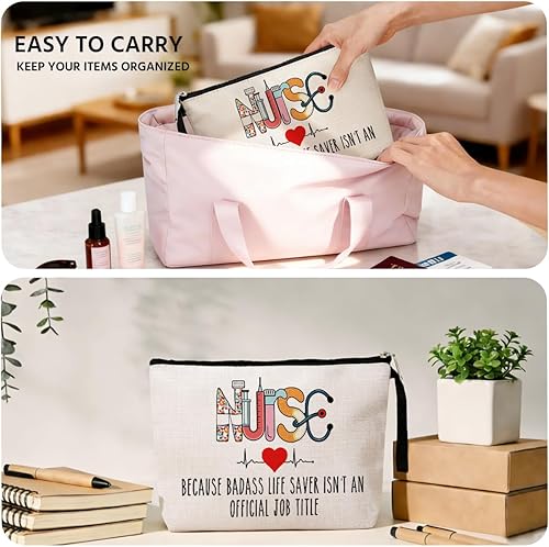 Miniatura 5 de Jztco Regalos de agradecimiento para enfermeras, regalos de enfermera para mujeres, divertida bolsa de maquillaje para enfermeras, agradecimiento