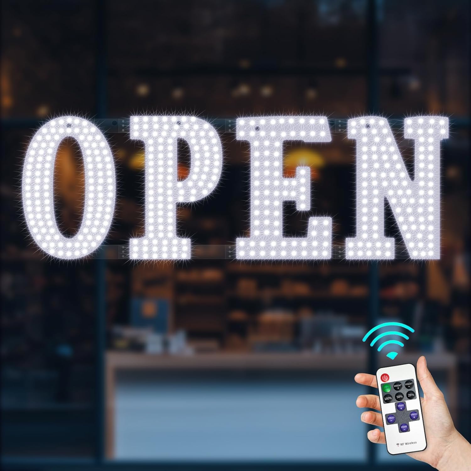 40" x 14" Large LED Open Sign with Remote Control High Bright Visibility Business Signs 14 Mode Electric Display Sign Suitable for Shop, Bar, Hotel, Retail and Restaurant