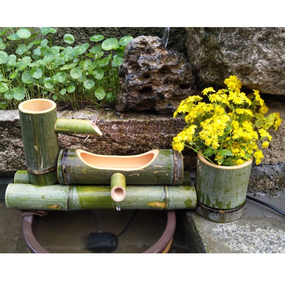 Fontana di bambù Decorazione da Giardino Giapponese Caratteristica Cascata Feng Shui, Lunghezza 25 Cm