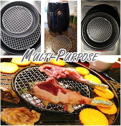 Miniatura 6 de Turbokey Rejilla de alambre para freidora de aire, horno, bandeja de hojas con patas de diámetro de 9.8 pulgadas, estante redondo multiusos de acero