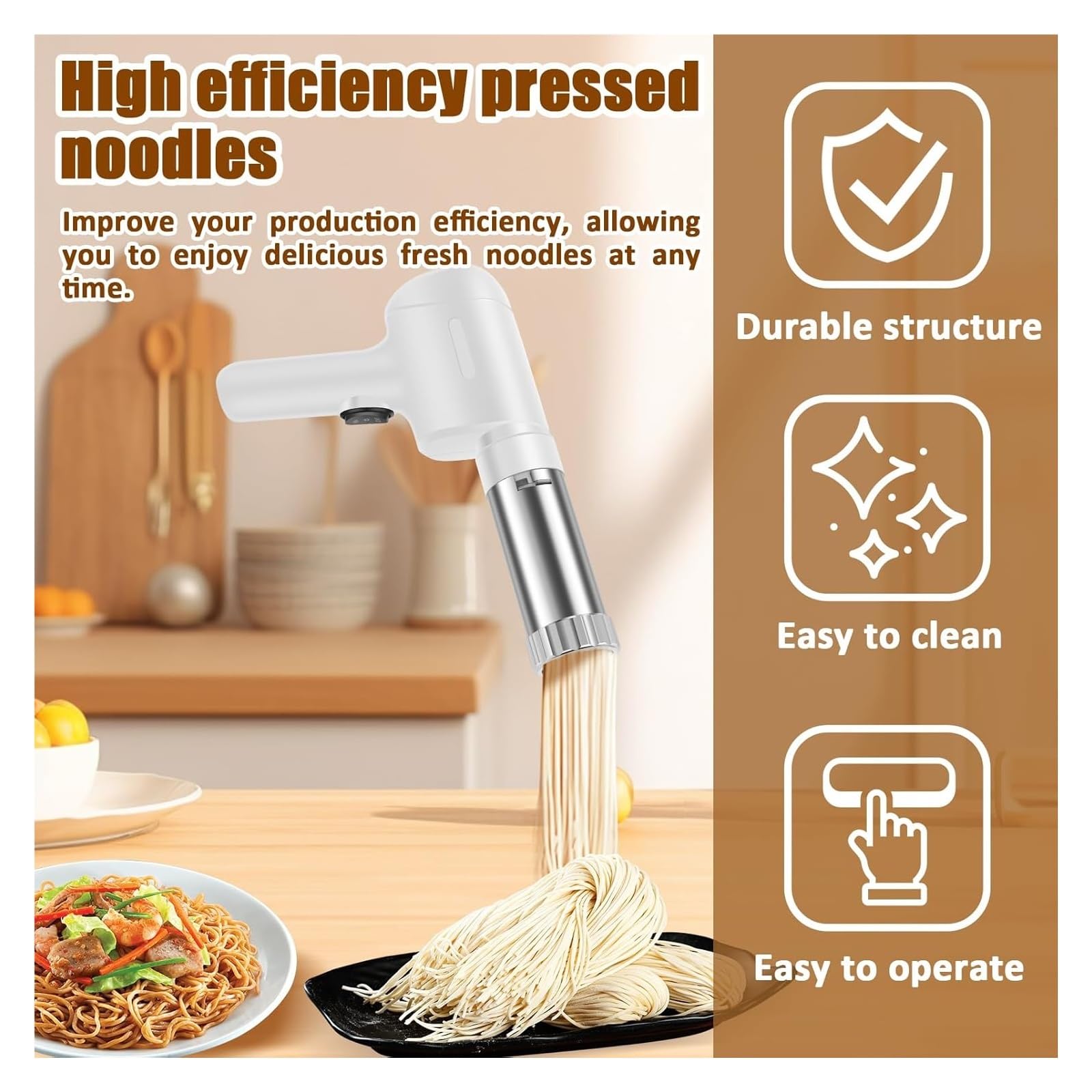 Handheld Electric Pasta Maker,Portable Automatic Pasta Maker, Homemade Spaghetti Maker,Automatic Noodle Press Machine, With 5 Interchangeable Noodle Making Molds