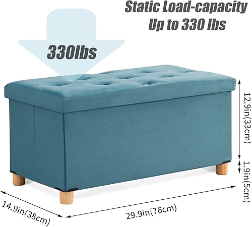 Miniatura 3 de BRIAN & DANY Banco otomano plegable de almacenamiento de 30 pulgadas, otomano con almacenamiento para sala de estar, con pies y tapa de madera,