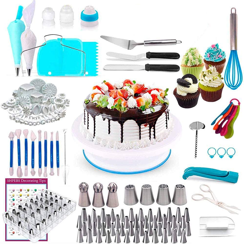 ARTC Cake Decorating Kit, Baking Supplies With 11 Inch Cake Turntable, Icing Tips, Cake Spatulas, Pastry Tools, Cutter, Cake Nozzles for Beginners and Professional (220 PCS)