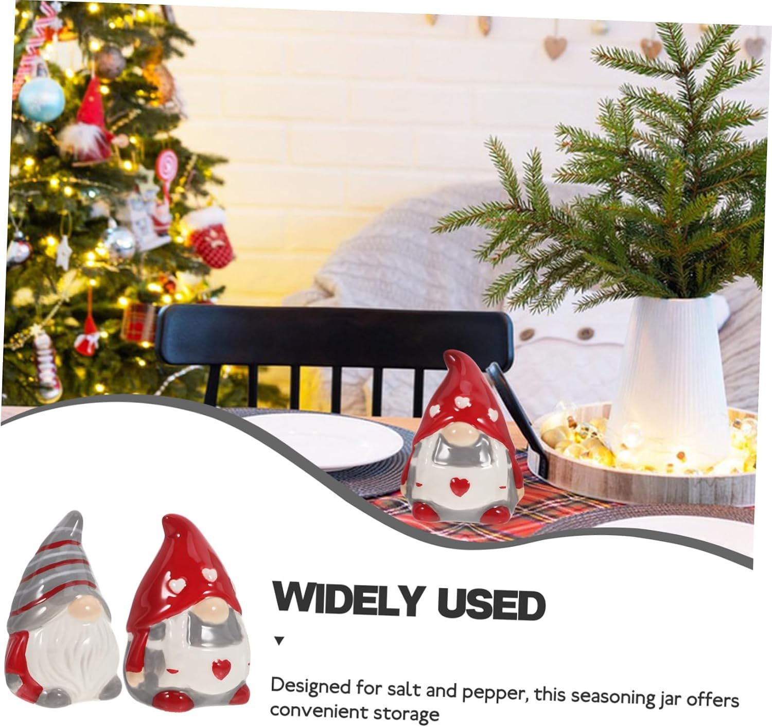 ULTECHNOVO Gnome Seasoning Bottles Pepper Dispenser Ceramic Kitchen Salt Shaker Set for Home Decor