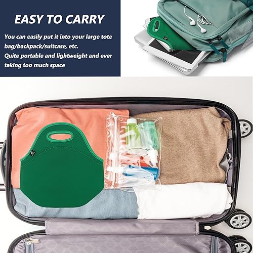 Miniatura 6 de LOVAC Bolsa de almuerzo de neopreno, bolsa de almuerzo con aislamiento grueso - Bolsa de almuerzo duradera e impermeable con cremallera para viajes