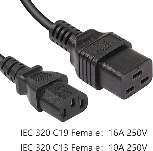 Miniatura 2 de SinLoon Cable de alimentación IEC 320 C20 a C13+C19, adaptador divisor C20 macho a C13+C19 Y Cable de alimentación para computadora, plasma, TV,