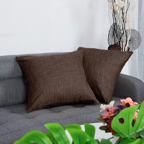 Miniatura 2 de uxcell Paquete de 2 fundas de almohada de lino, fundas de cojín de lino con forro de algodón en blanco, fundas de almohada cuadradas decorativas