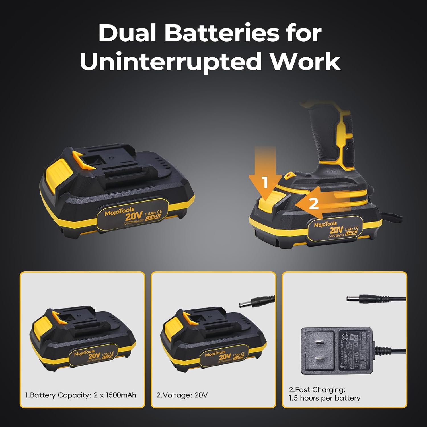 20V Cordless Drill Set – 1×2.0Ah Battery, 3/8” Keyless Chuck, Variable Speed, 49-Piece Kit with Wood, Masonry, Metal Drill Bits & Screwdriver Bits, Charger & BMC Case