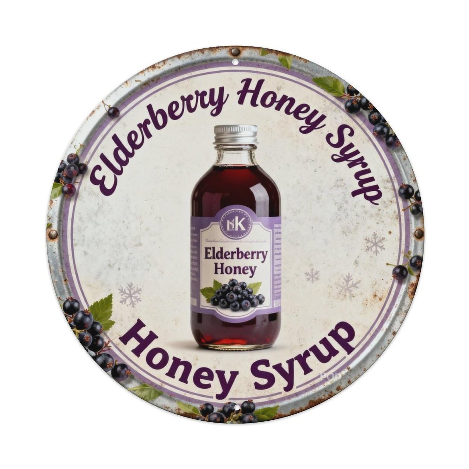 Elderberry Honey Syrup Metal Tin Sign Plaque