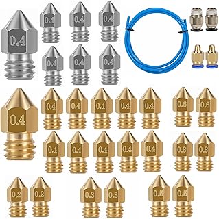 3D Printer nozzles mk8 Nozzle Ender 3 Nozzle 1M Bowdentubing for 1.75mm Filament with PC4-M6 and PC4-M10,Compatible with Ender 3 V2 Ender 3 pro Ender 5/5 Pro,CR-10 Series/10S/20/20 Pro 3D Printer etc