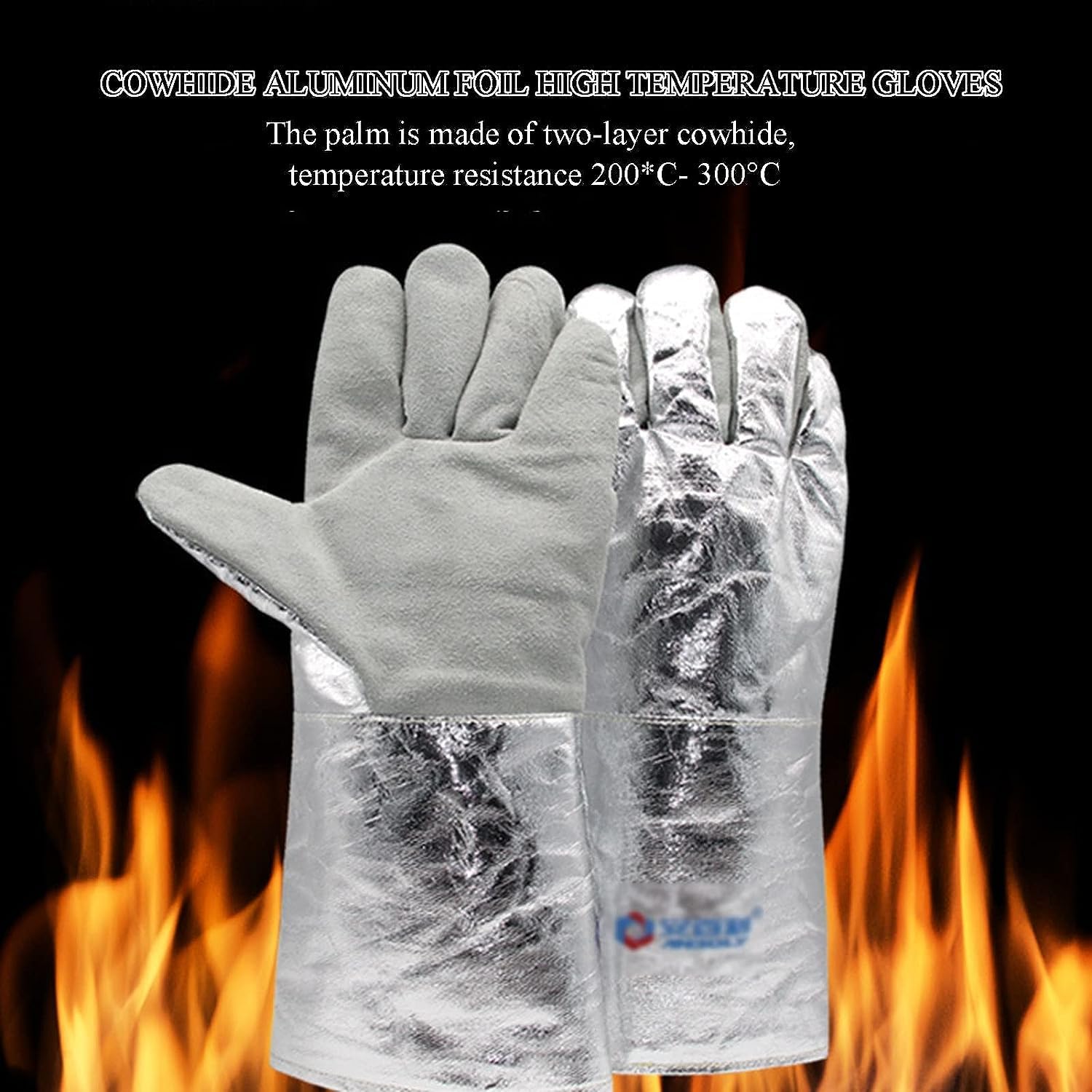 PiWine Gartenhandschuhe, schnittfeste Handschuhe, feuerfeste Handschuhe, 500 ℃ hochtemperaturbeständige Handschuhe aus Aluminiumfolie for Metallurgie, Herd, Grill