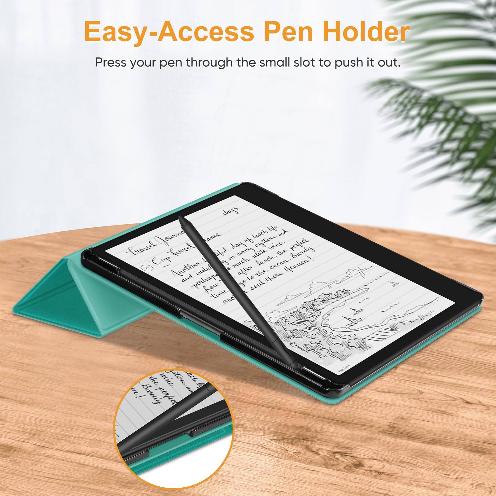 Fintie Etui do Kindle Scribe 2024/2022 - ultra cienkie, lekkie etui z uchwytem na długopis do Kindle Scribe 2024 o przekątnej ekranu 10,2", jadeitowa zieleń