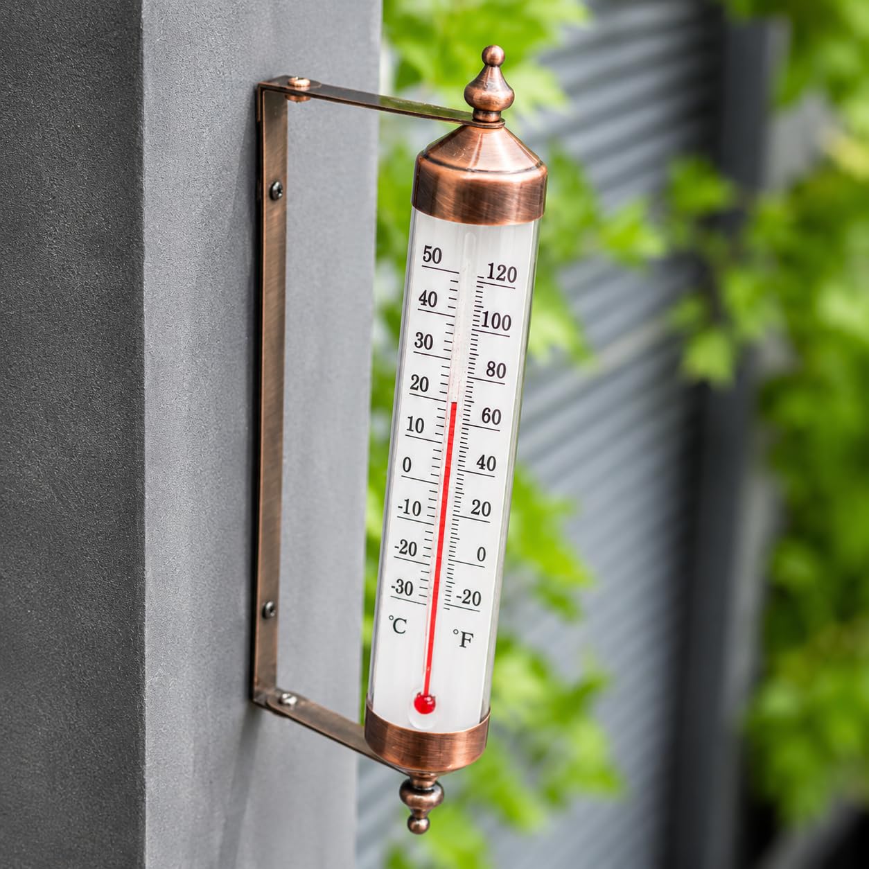 MUMTOP Termometr zewnętrzny ze stali, regulowany kąt, 25,4 cm, czytelny