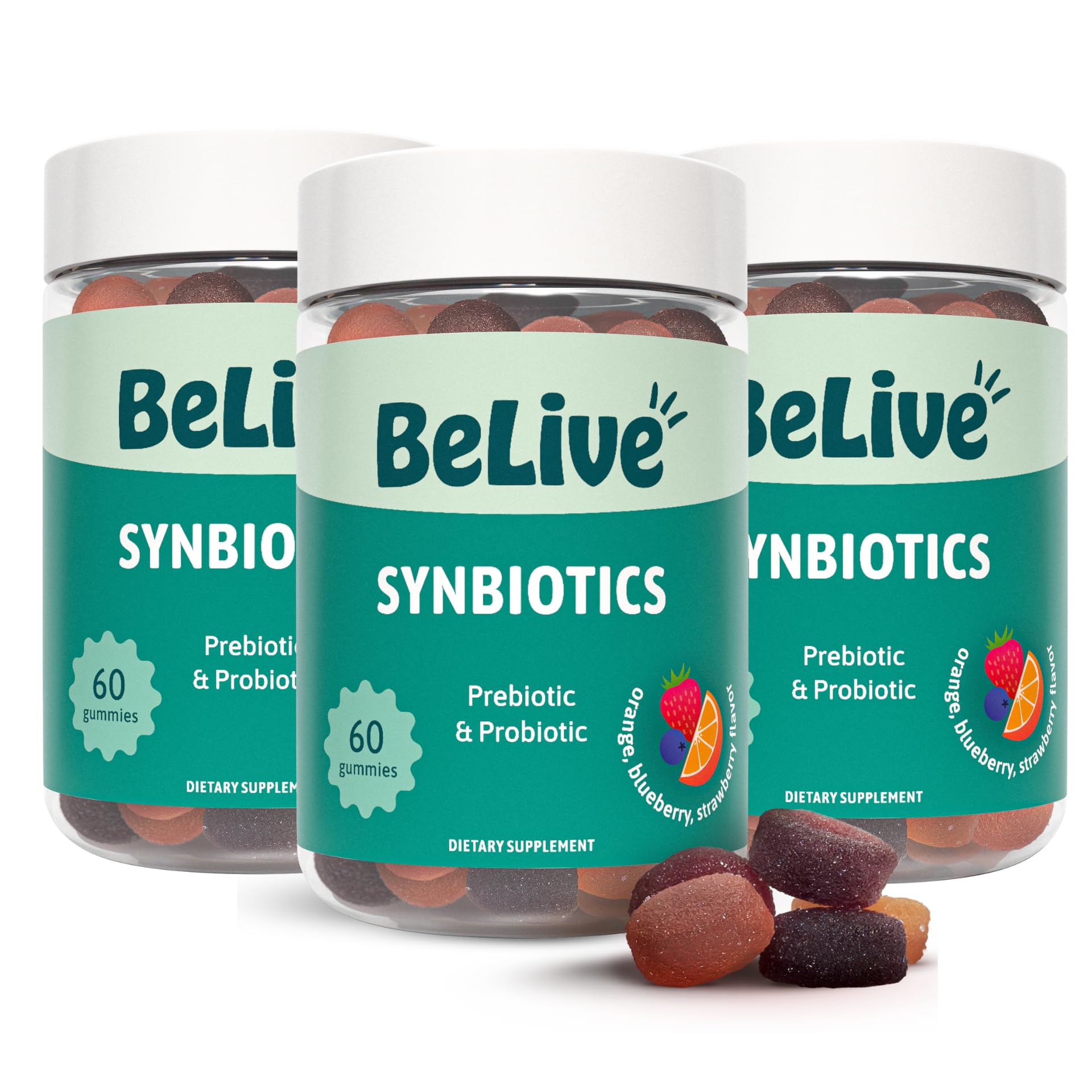 BeLive Synbiotics Probiotic & Prebiotic Fiber Gummies for Digestive Health