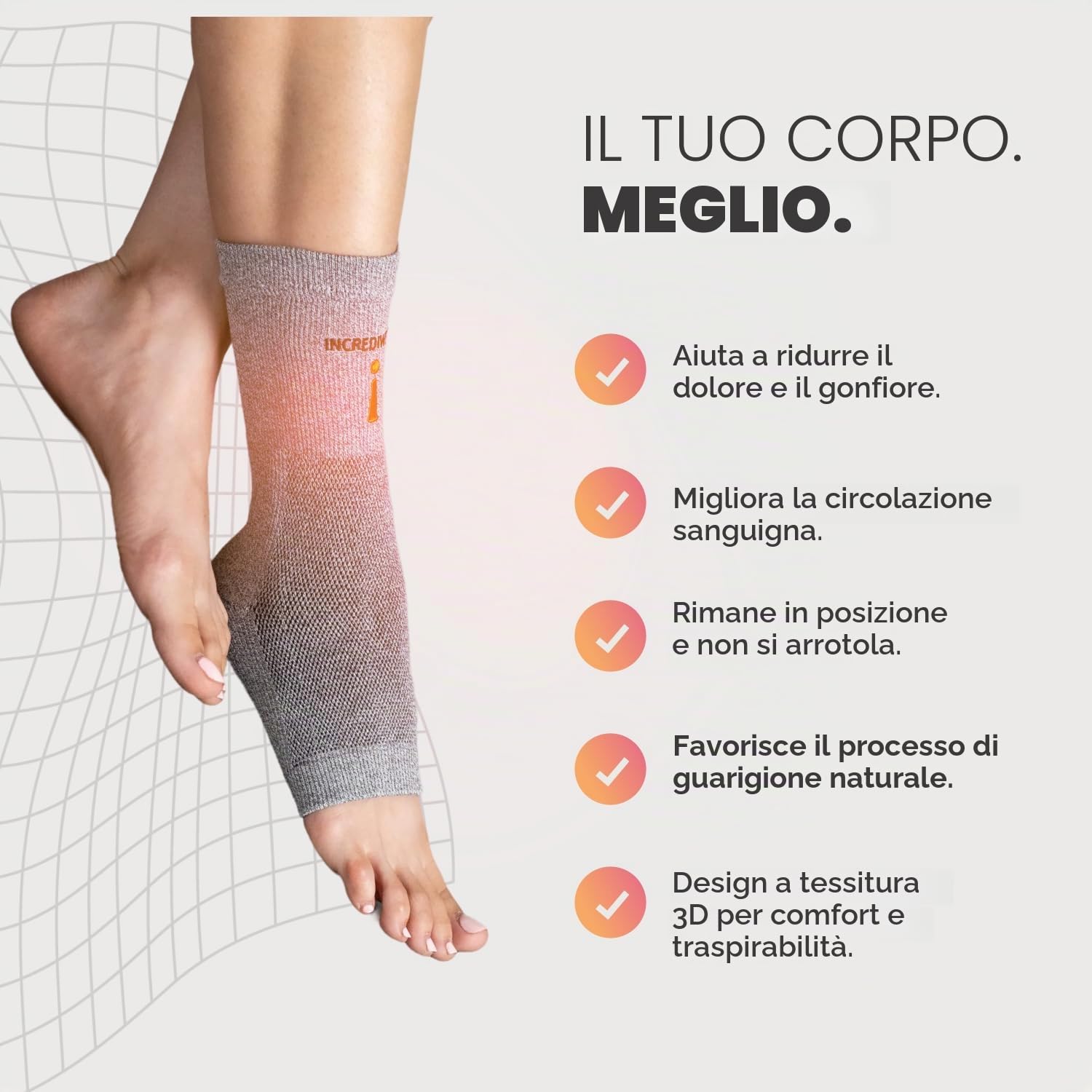 Incrediwear Cavigliera Antinfiammatoria non compressiva (XL, Grigio)
