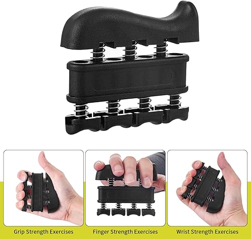 Miniatura 5 de Kit de entrenamiento de fuerza de agarre de 7 piezas, 2 agarres ajustables de resistencia para antebrazo, estiradores de dedos, anillo de agarre,