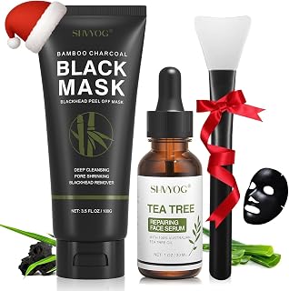 SHVYOG Blackhead Peel Off Face Mask, 3-in-1 Blackhead Remover Mask with Brush & Tea Tree Oil Serum, Charcoal Mask for Deep Cleansing Dirts, Pores, Skin Oil (100g+30ml)