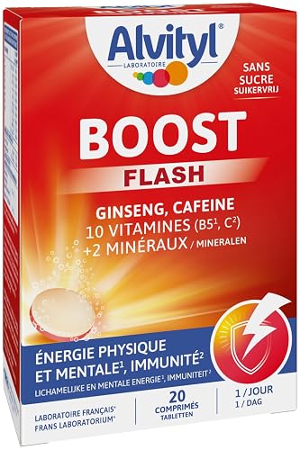Alvityl Comprimés Boost Effervescents Ginseng et Caféine/10 Vitamines/2 minéraux Dès