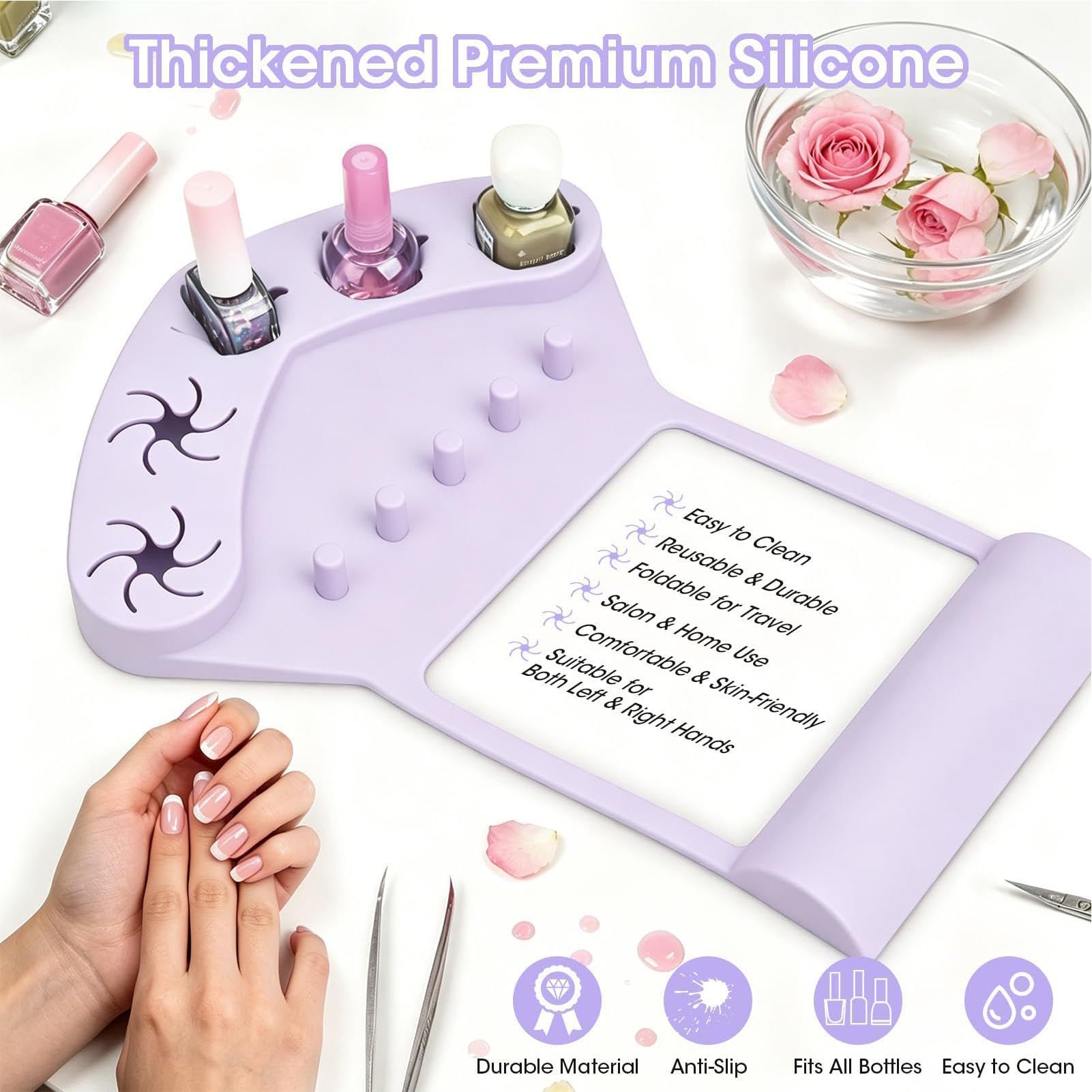Silikonowa Podpórka Pod Dłoń Silikonowy rozdzielacz palców i na klej | Podpórka pod rękę do manicure Do dekoracji, ćwiczeń, akcesoriów, pedicure, salonu, domu, stołu, sztuki i