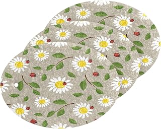 Daisy Ladybug Leaves Kitchen Sponges Cleaning Dish Sponges Non-Scratch Natural Scrubber Sponge for Kitchen Bathroom Cars, pack of 3