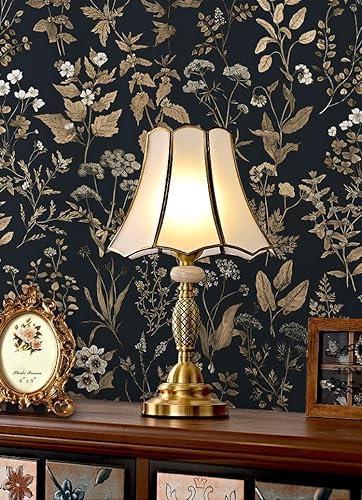 Dimoon Papel tapiz de 78.7 x 16.1 pulgadas, color negro y verde, delicado, floral, grueso, impermeable, hojas vintage, papel de contacto,