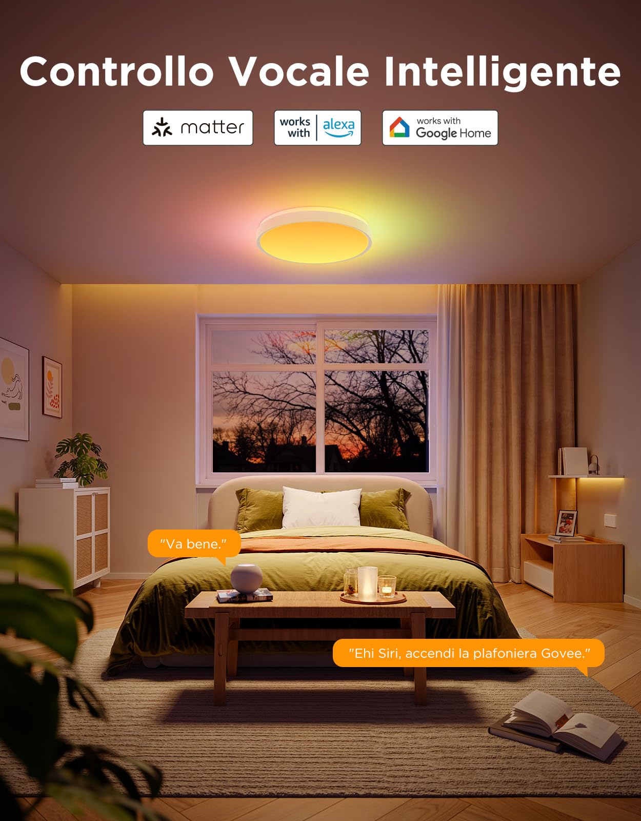 Govee Plafoniera LED Soffitto RGBIC, Smart Lampadario LED Ø38cm, 48,5W Lampada da Soffitto Dimmerabile 4300lm Lavorare con Matter Alexa Google Home, Luce per Camera da Letto Soggiorno Cucina Corridoio