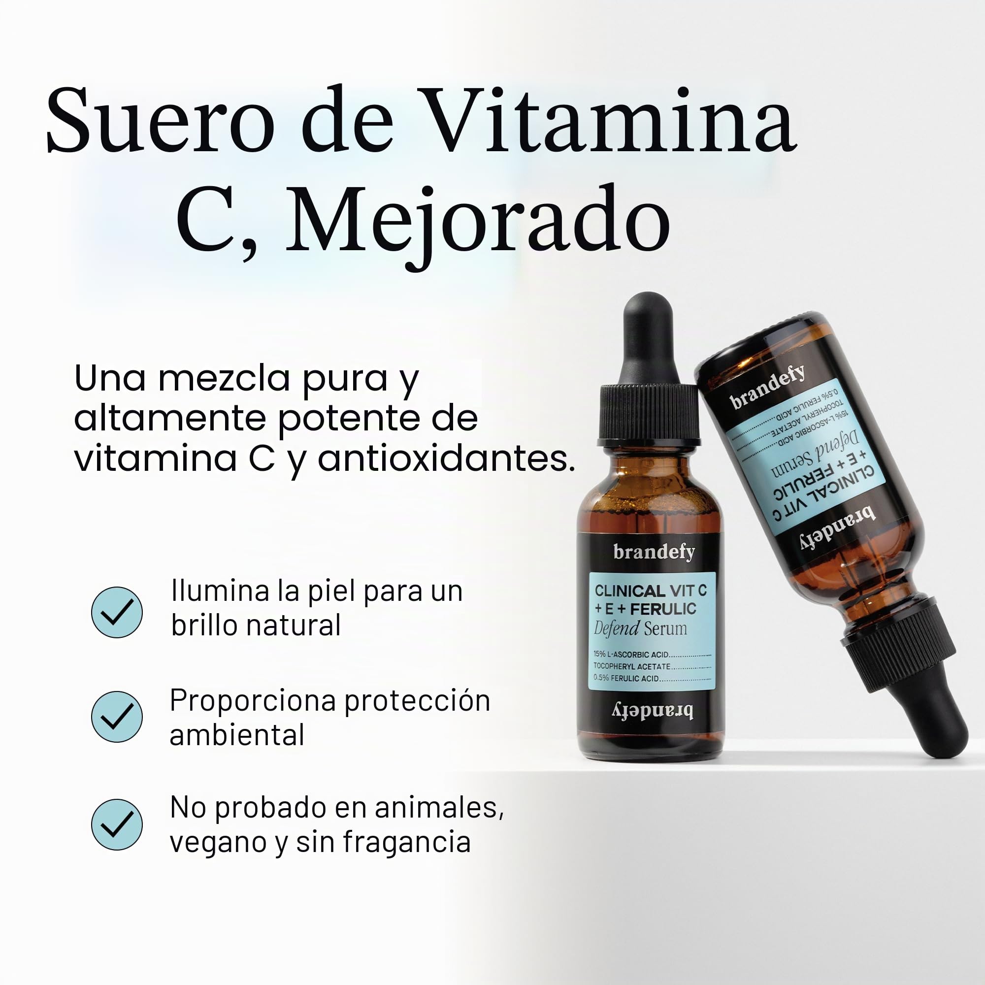 Skincall - Suero de vitamina C, CE + ácido ferúlico 15% L. Ácido ascórbico, 0.5% ácido ferúlico y vitamina E. Suero de vitamina C, corrector de manchas oscuras, suero facial antioxidante, suero