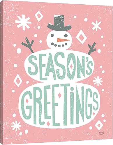 Jaxson Rea Lienzo vintage con diseño de muñeco de nieve navideño de Michael Mullan, 12 x 15 pulgadas