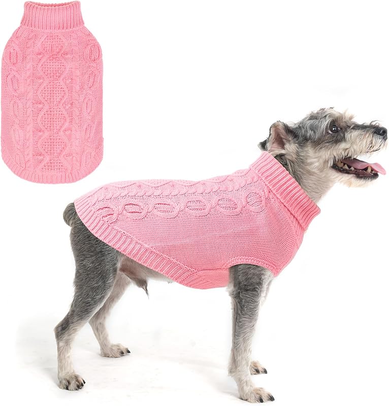 Suéter para Cães Pequenos SCENEREAL em Tricô com Gola Alta e Abertura para Guia – Tamanho S