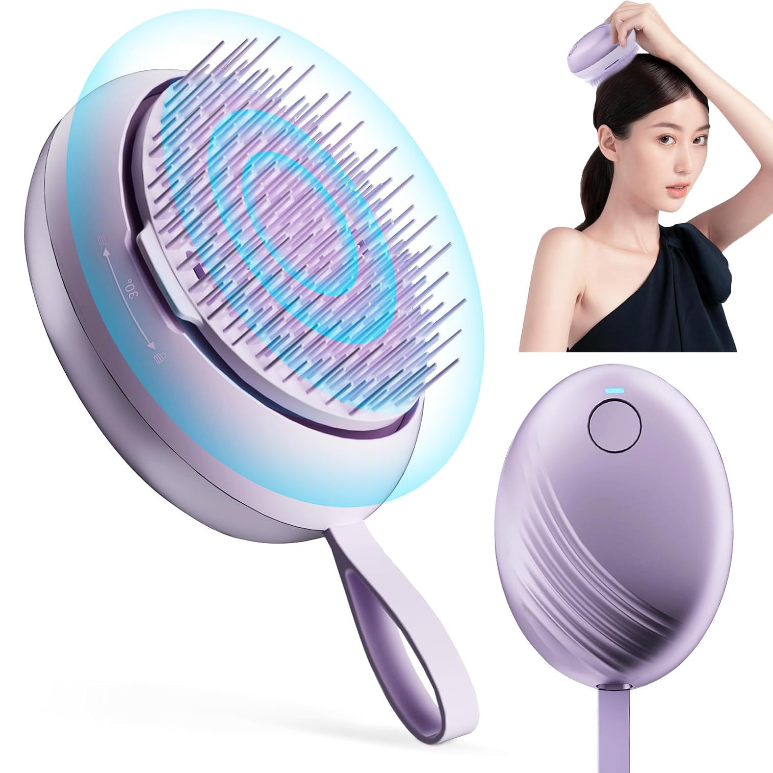 AngjuElectric Portable Scalp Massager Tool, Rechargeable Handheld Scalp Scratcher Massage Brush, Easy to Clean Relieve Headache Reduce Head Pressure, Gifts to Women and Men Scalp Relaxing