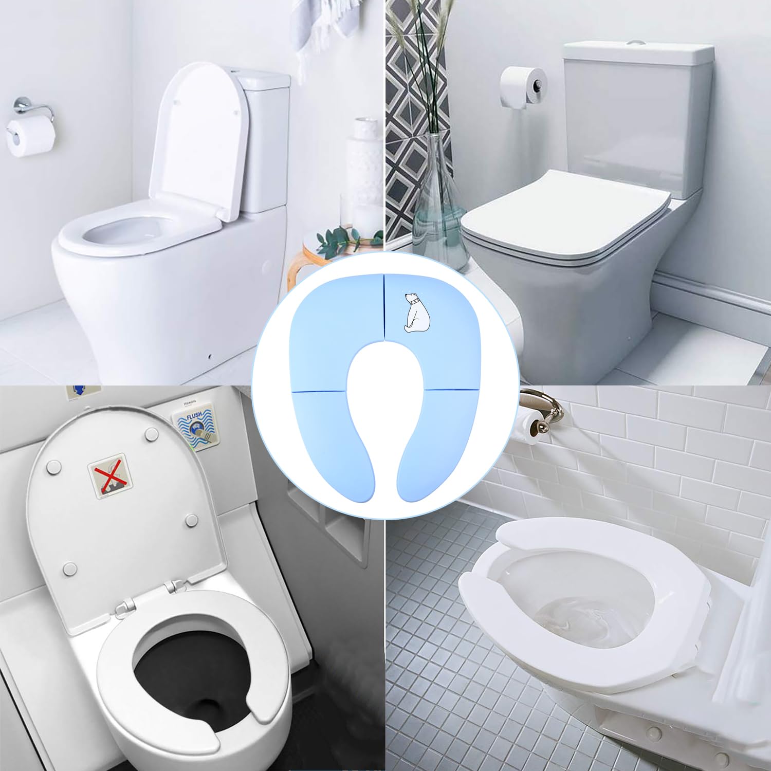 Riduttore Water Bambini Pieghevole, Riduttore Water WC da Viaggio per Bambini, Sedile WC Pieghevole per Bambini, Vasino Portatile da Viaggio, Riduttore Toilette Sedile Bambini