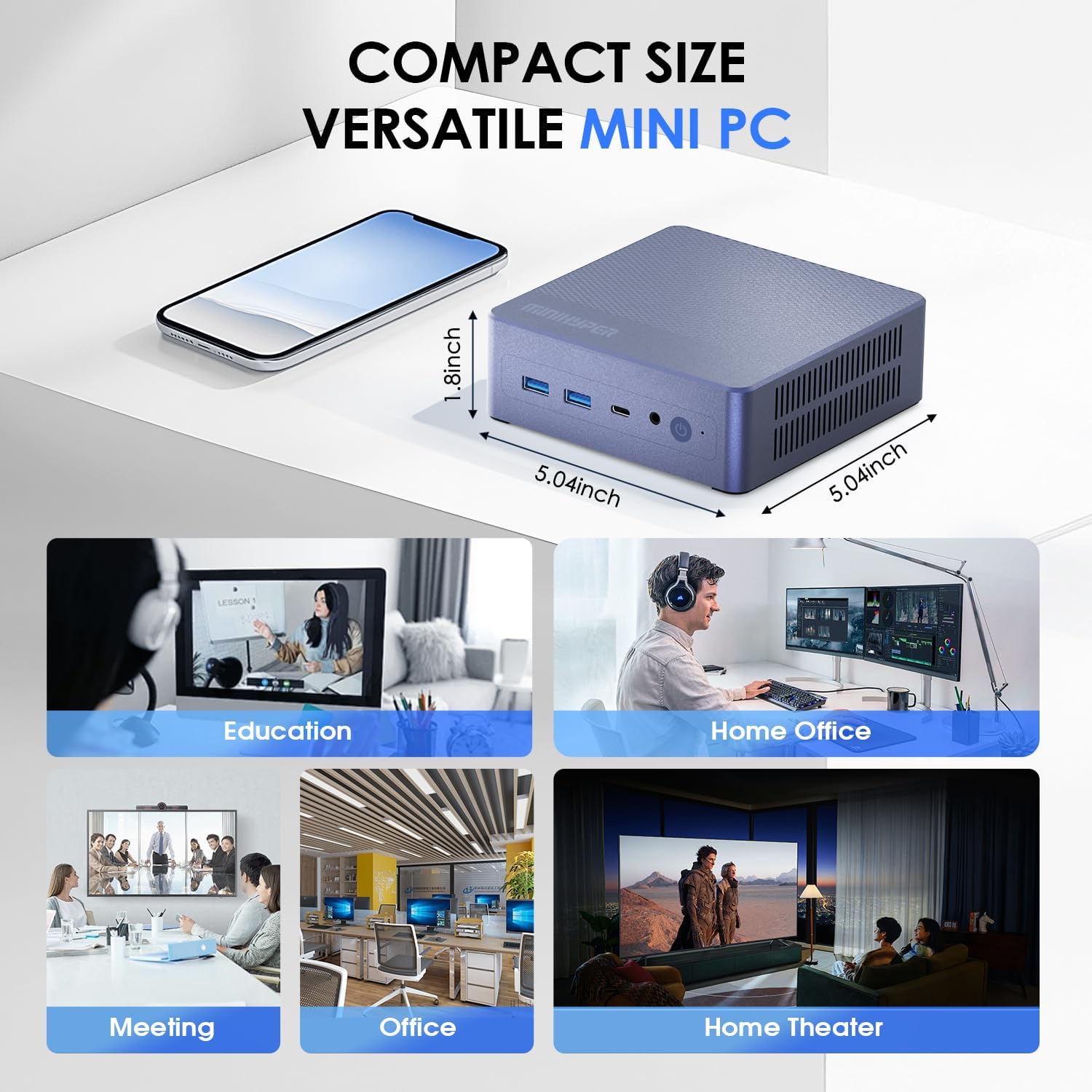 N95 Mini PC,Intel 12th (Beat N100, Up to 3.4Ghz) Mini Computer,16GB DDR4 RAM 512 SSD,USB3.2, Desktop Computer Support 4K UHD Dual HDMI BT5.1,Dual Band WiFi| VESA Mount | Home Office Business