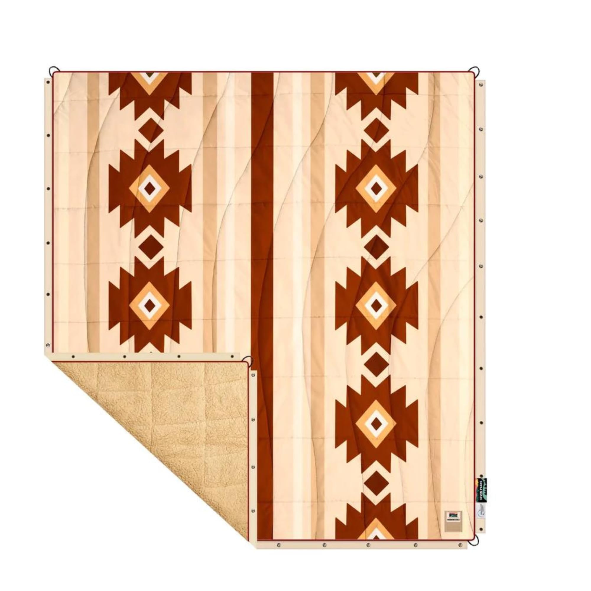 SEVEN PEAKS LIVING ON THE TOP EXPLORING THE WORLDSeven Peaks Sherpa Outdoor Blanket Camping, Tents, Nature, Mountains, Van Instant Warmth, Dirt-Repellent, Technical Materials, Hiking Accessories for Men and Women (Sherpa Beige 200 x 179 cm)