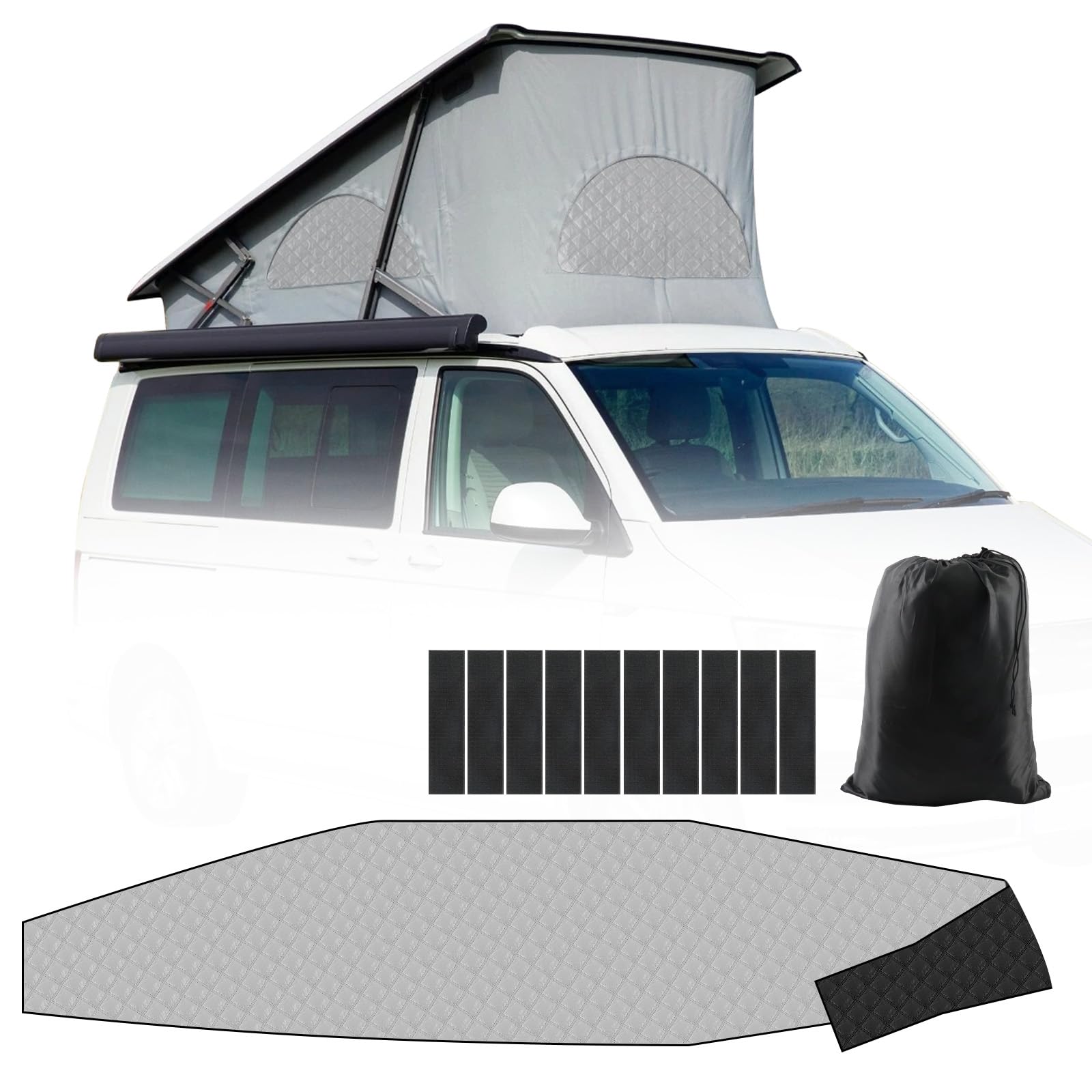 Interne Isolierung Pop Top Dachabdeckung Ersatz für VW T5 T6, Faltbarer Sonnenschutz, Thermomatte Set mit Aufbewahrungstasche