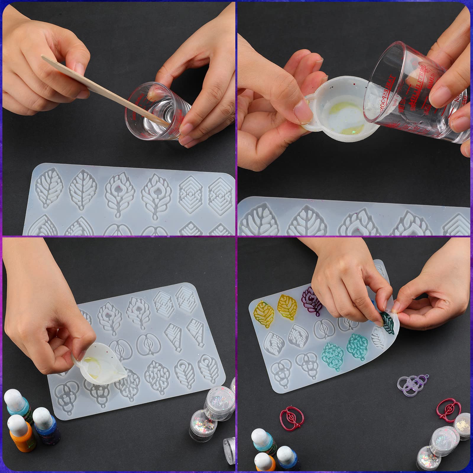 Moules Boucles D'Oreilles En Silicone - Motif Fille Anime - Pour Création Bijoux DIY (Lot De 4) - 11