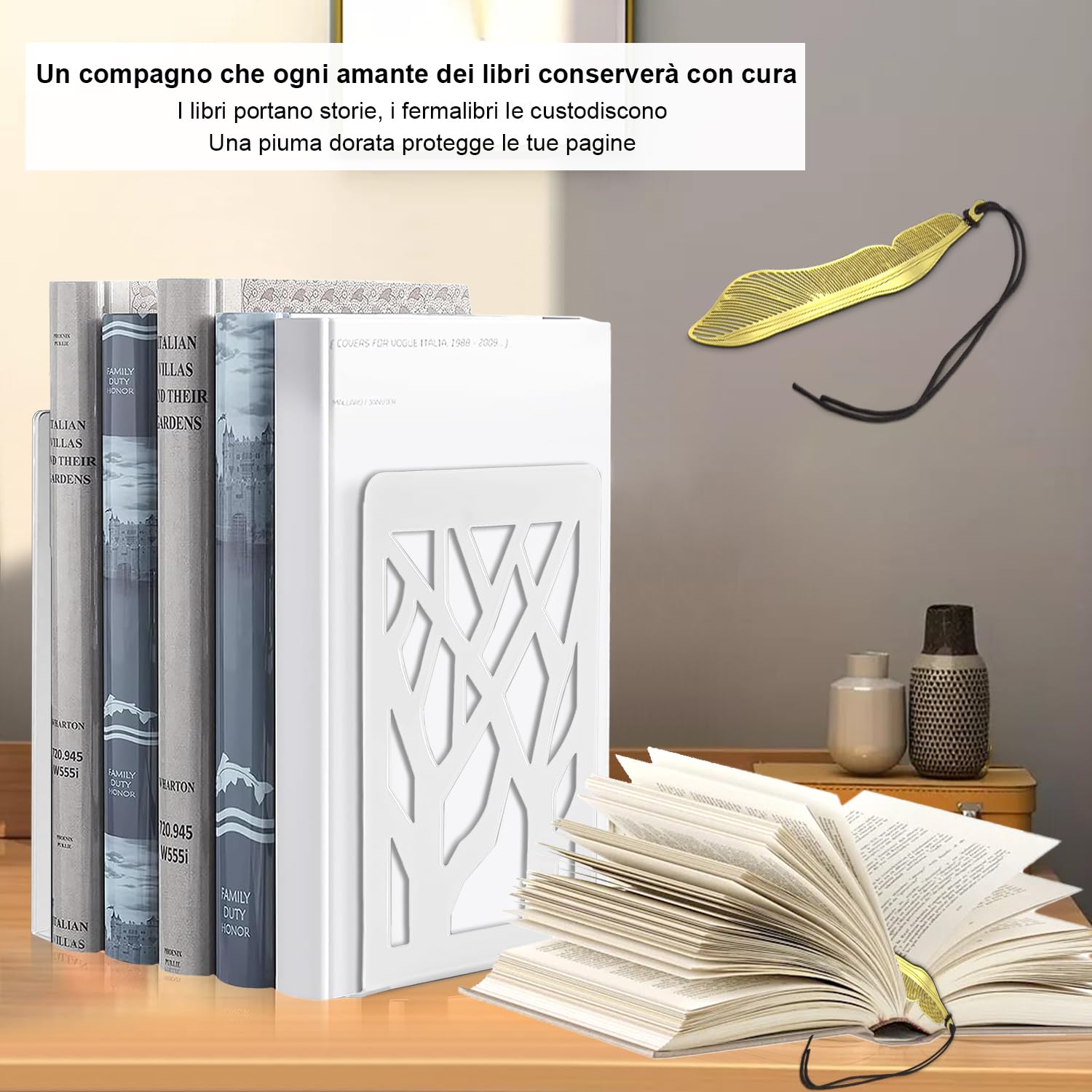 Fermalibri Metallici Reggilibri da Mensola 2 Pezzi Bianco 9x12x16 cm per Libreria