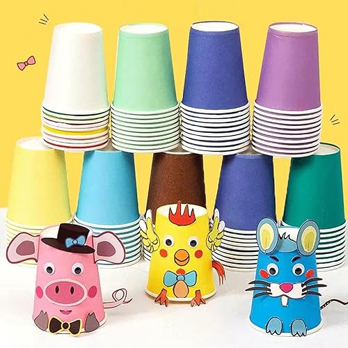 Miniatura 3 de 60 vasos de papel para bricolaje, vasos de papel multicolor para bodas, fiestas, picnic, barbacoa, viajes y eventos (8 onzas, 60 unidades)