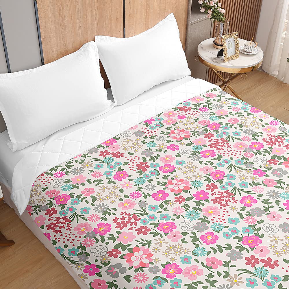 Couvre-lit Matelassé Imprimé Fleurs 3D – Microfibre Douce – Double Face Utilisable – Taille 150x200 Cm (et Autres) – Pour Toutes Saisons