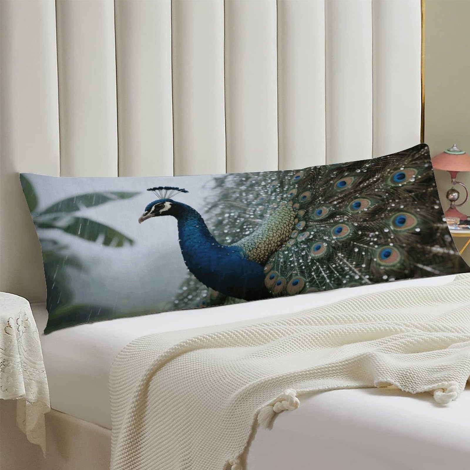 Body Pillow Cover 20x54 Long Pillow Case with Invisible Zipper Breathable Microfiber Peacock Pillowcase Soft Cozy Protector for Bedroom Couch Sofa Bed Home Decor All Seasons