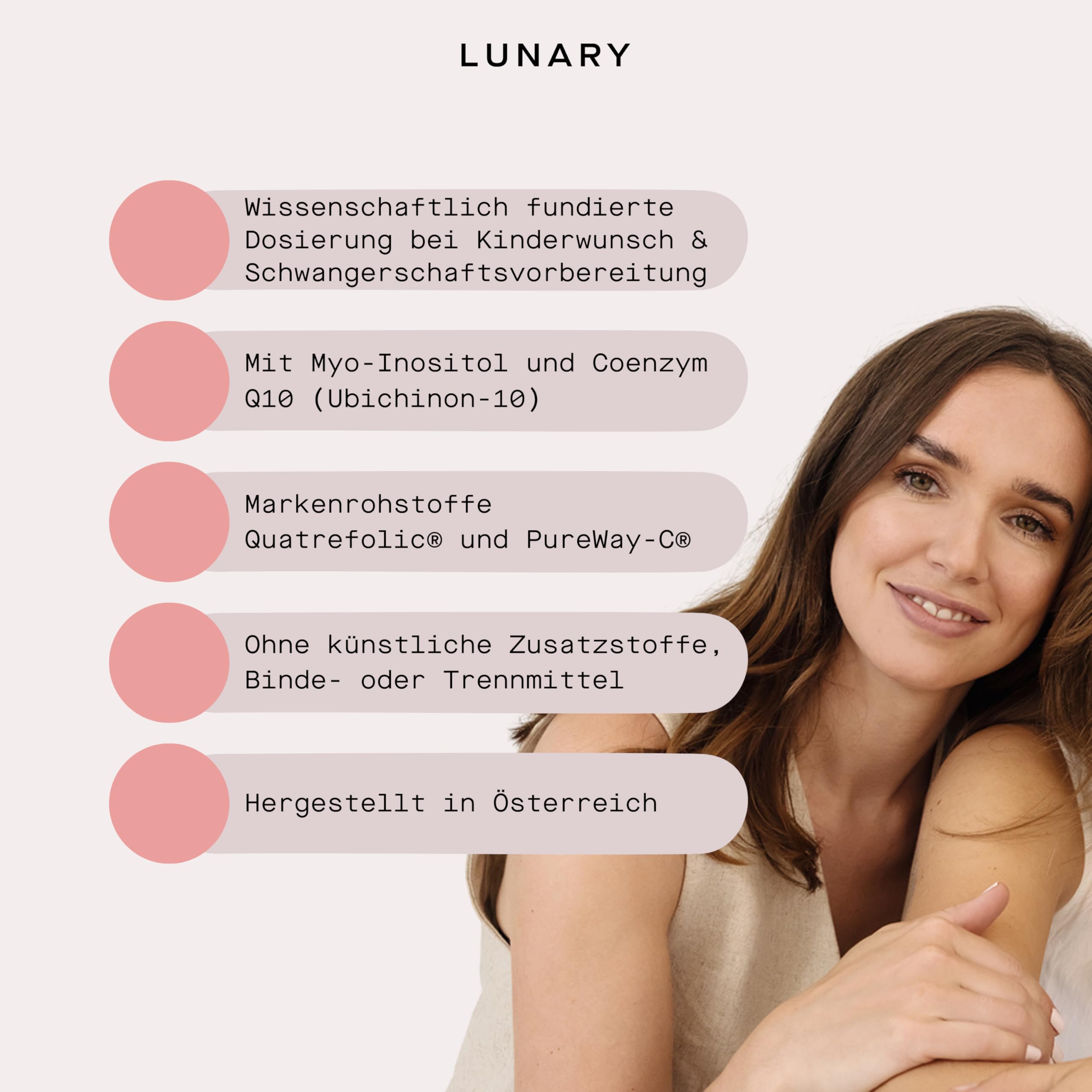 LUNARY Kinderwunsch Set Nahrungsergänzung | Omega 3 & Vitamin D Supplements | Kinderwunsch Set mit Folsäure, Omega-3 & Myo Inositol | Zur Vorbereitung auf Schwanger werden | Folsäure Schwangerschaft