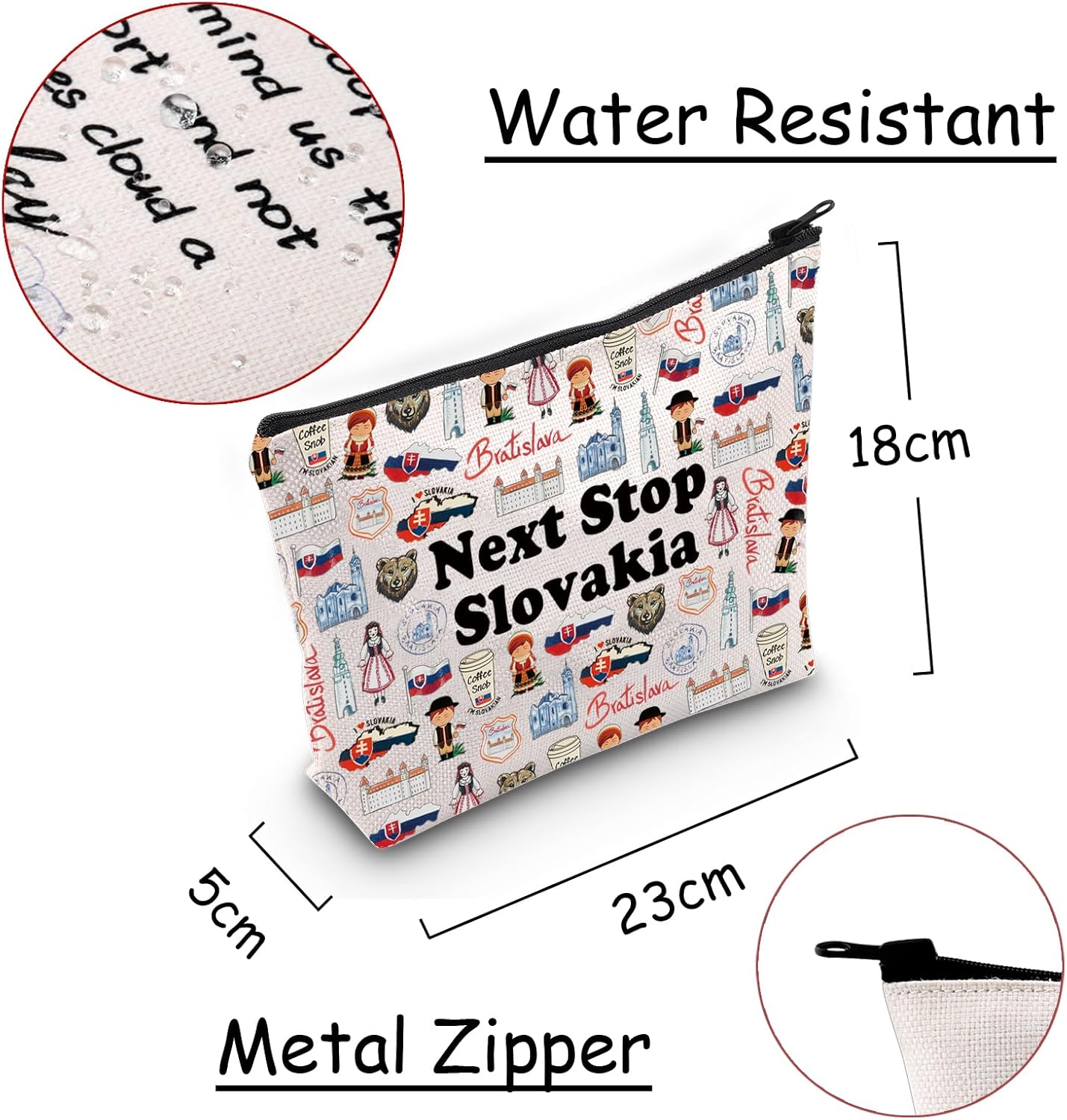 JXGZSO Slovakia Landmarks Gift Next Stop Slovakia Makeup Bag Slovakia Travel Lover Gift Slovakia Vacation Cosmetic Bag - Image 2