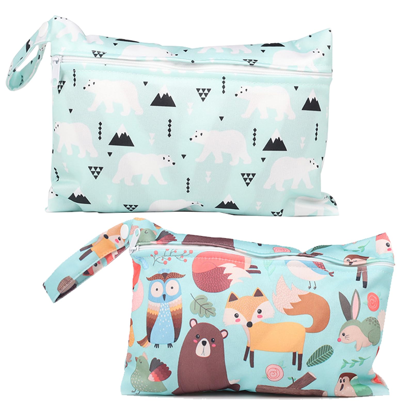 Sac à Couches Lavables, 2 Pièces Sac Humide pour Crèche, Destiné aux Couches en Tissu BéBé, Petit Wetbag à Fermeture Eclair Etanche, Wet Dry Bag pour Stocker Les Couches