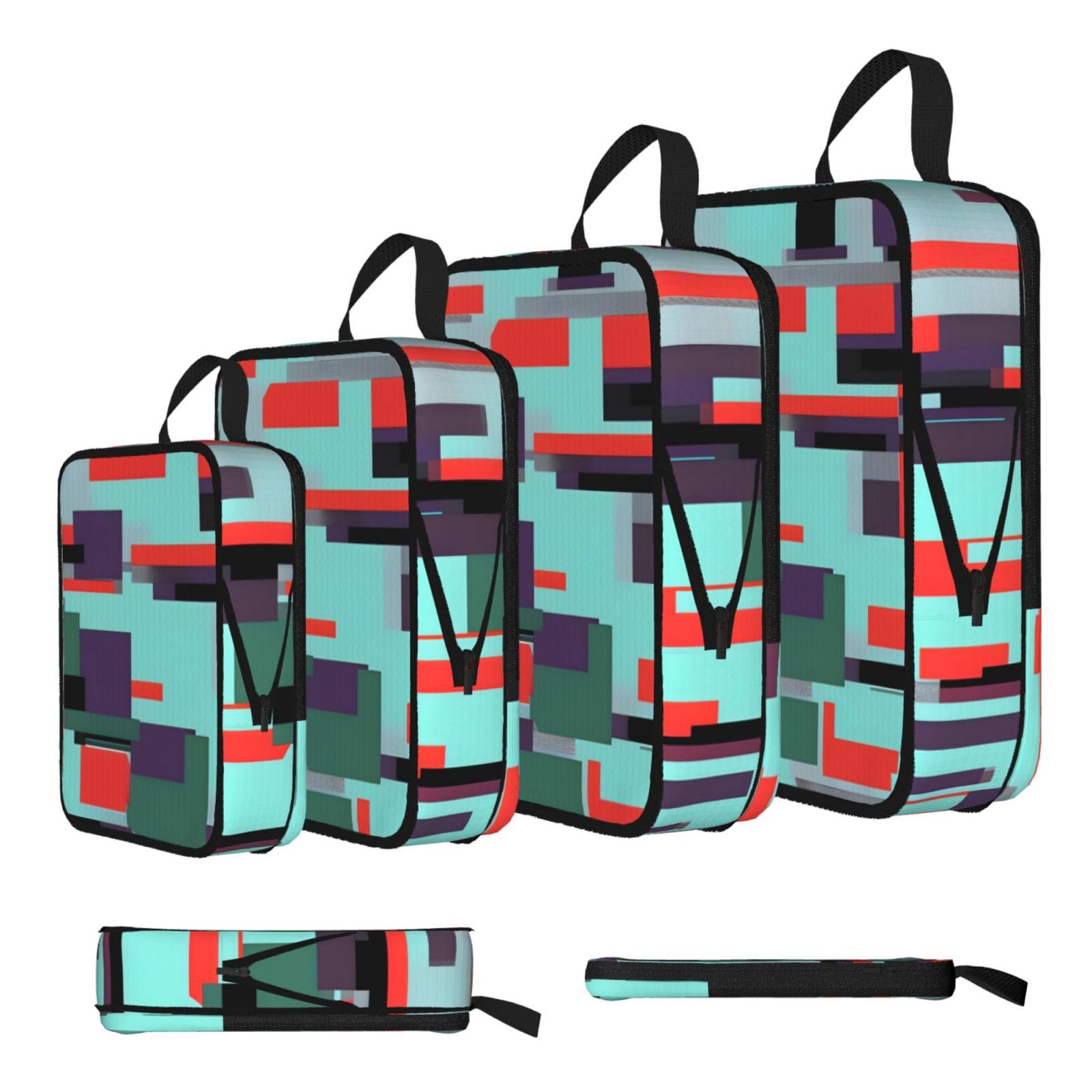 Sxzvvbn Black Striped Combination Compression Packing Cubes 4 Piece Set