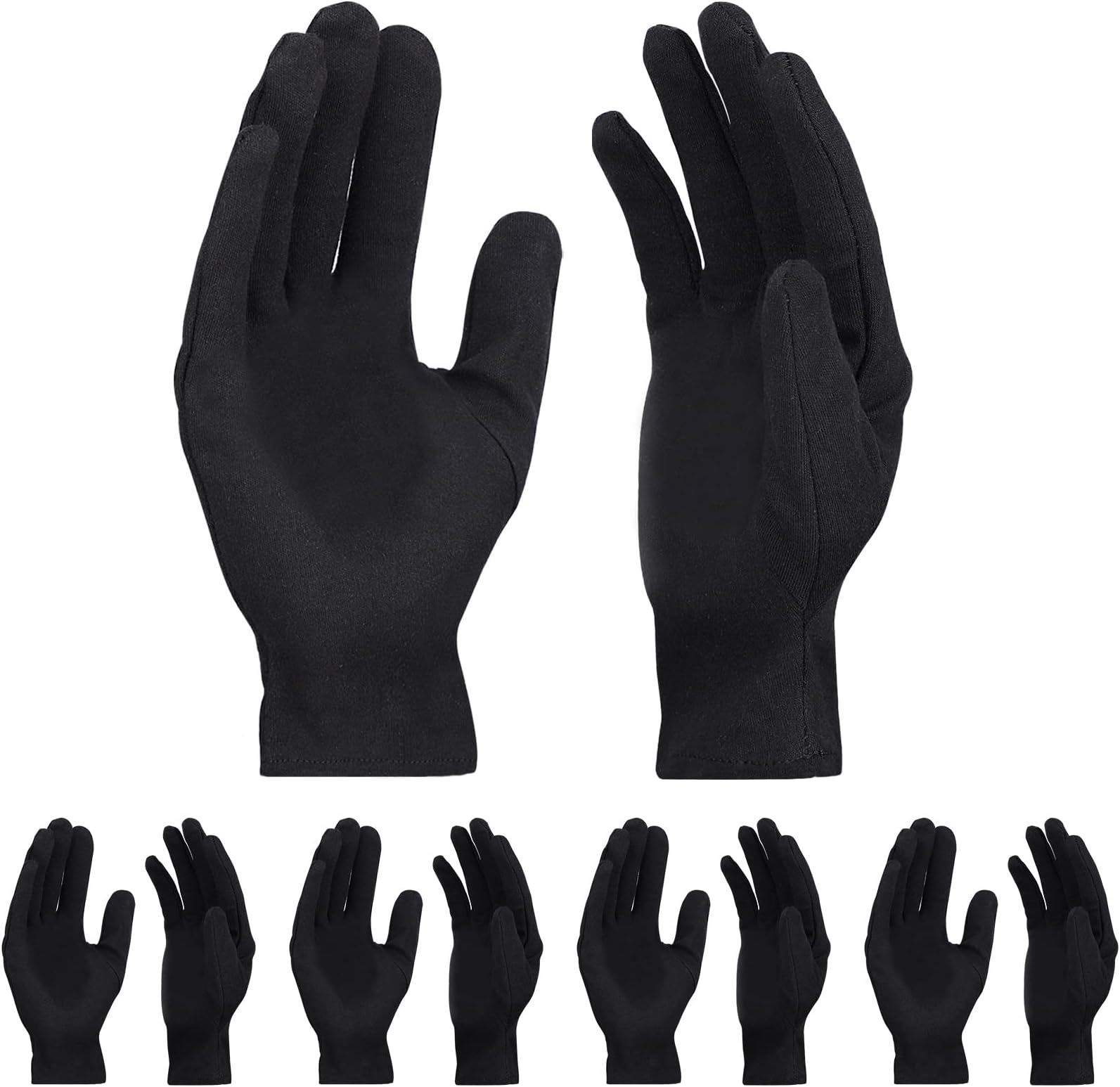 5 Pairs Archival Photo Gloves, ENPOINT Black Medium Work Gloves For Handling Art Working Photography Men & Womens Cloth Gloves Liners Bulk for Handling Jewelry, Film, Photo, Coin Metal Inspection