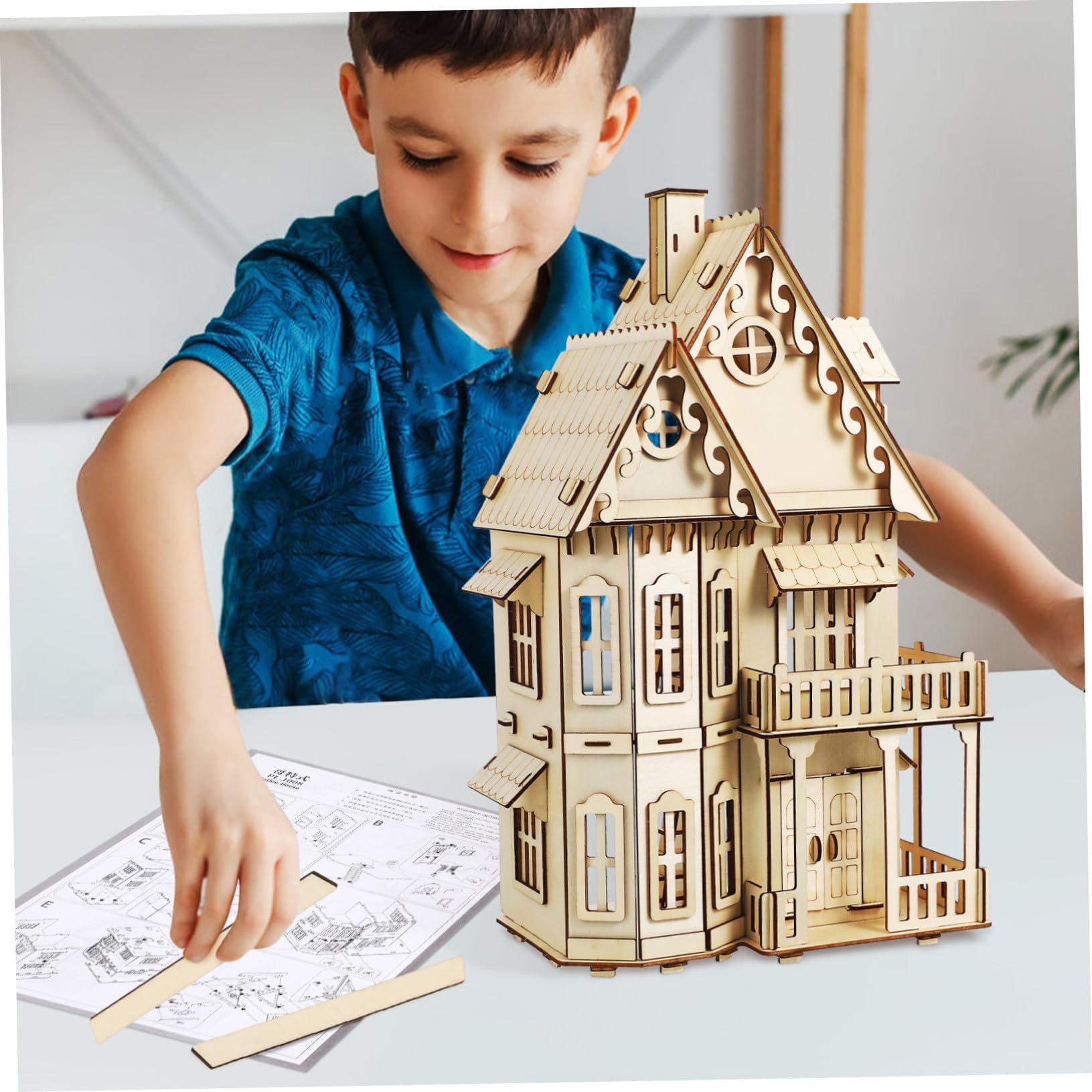 Puzzle de Madera Casa Gótica Montaje Fácil Decoración Duradera para Adultos y Creatividad y