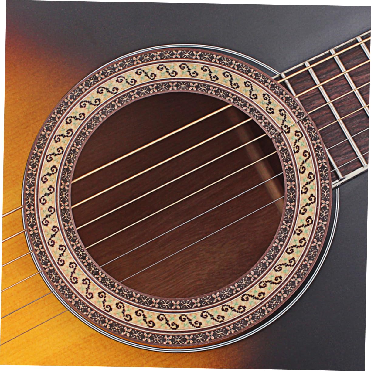 VANZACK Wooden Guitar Rosette Decals Curved Strips Inlay Easy Application Vibrant Color Non Damaging Guitar Accessories