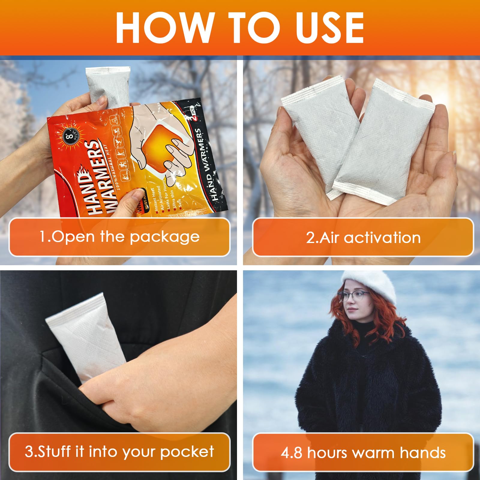 20 Stück Multiwärmer Handwärmer,Taschenwärmer Wärmepads für 8H warme Hände, Taschenheizung,Luftaktivierte Wärmepads, Sofort Einsatzbereit,Gegen Kalte Hände,Extra warmes Heatpad